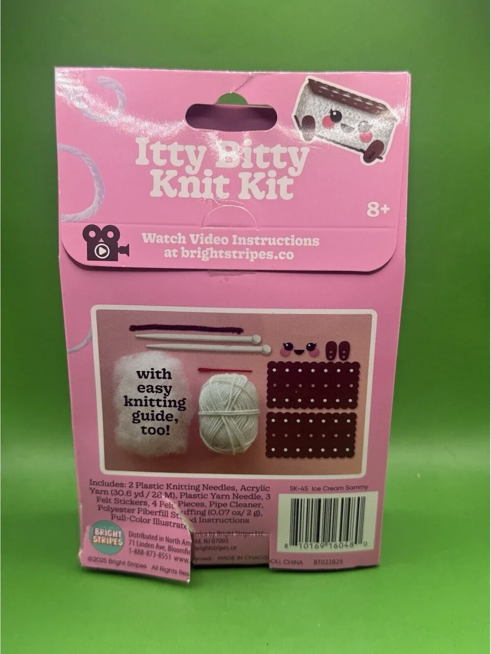 2 New Itty Bitty Knit Kit Cool Kitty & Ice Cream Sammy Beginner Knitting